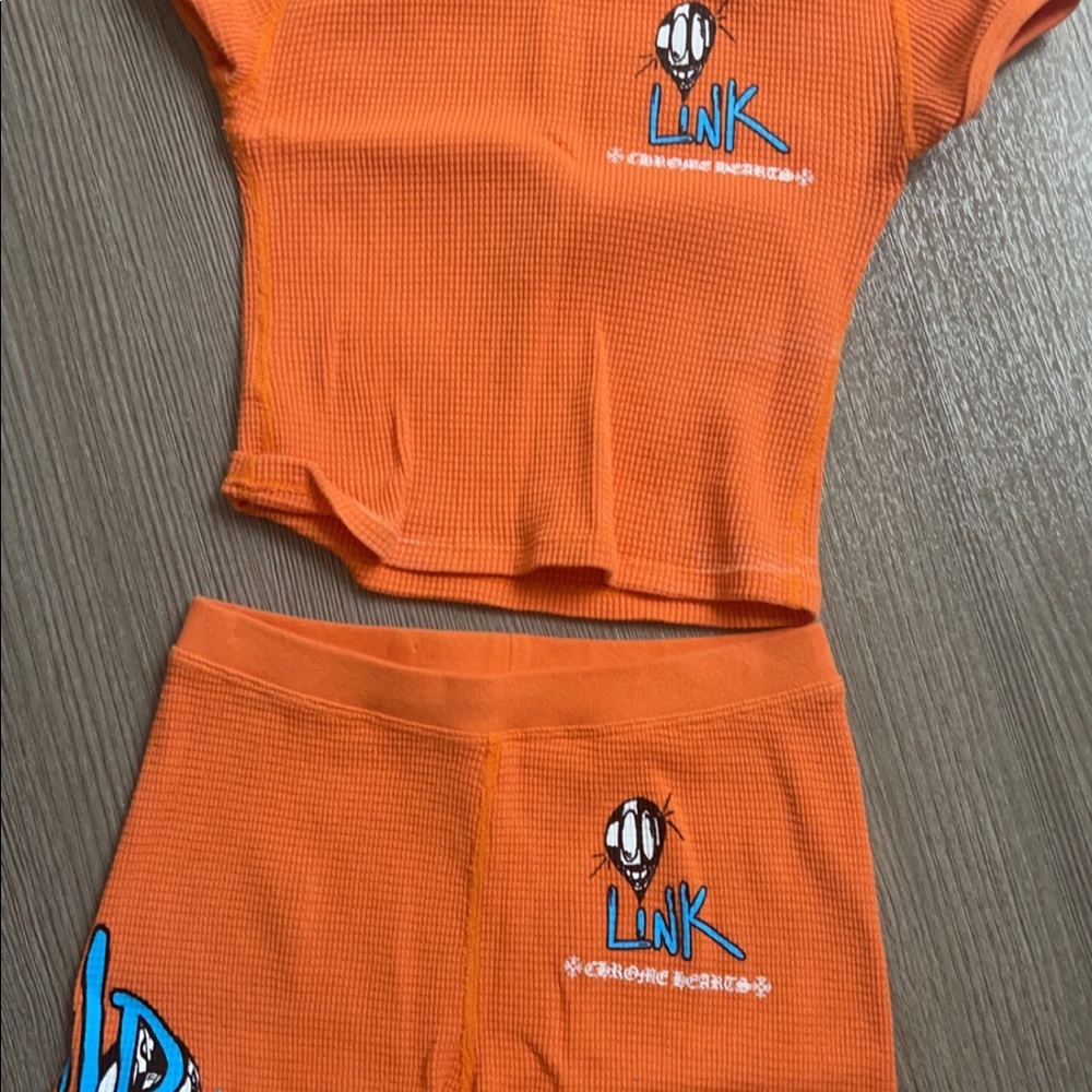 Matty Boy Chrome Hearts Orange Two-Piece Thermal Set with Blue Logo